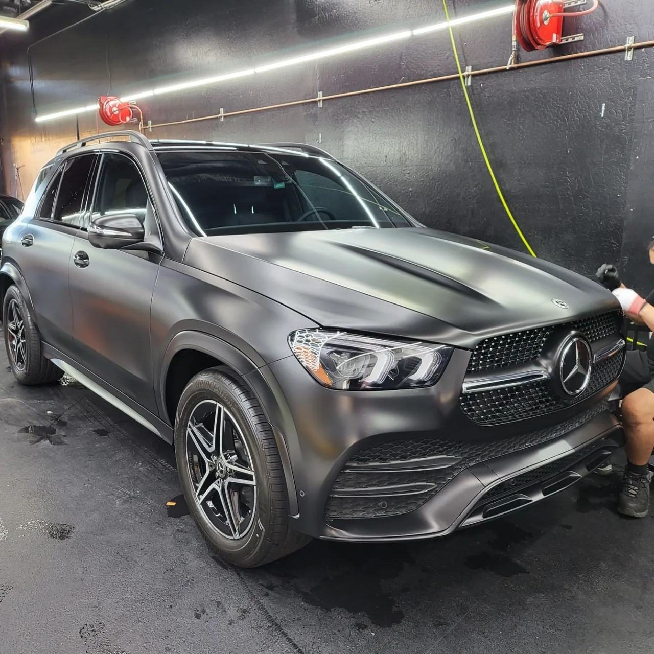 Matte grey Mercedes GLE in the 68 Auto Film bay