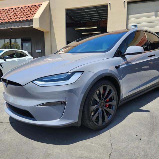 Silver Tesla Model X at 68 Auto Film in Milpitas